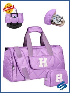 Initial Duffel Bag Travel Gym Weekender Nylon Carry On Shoe Compartment